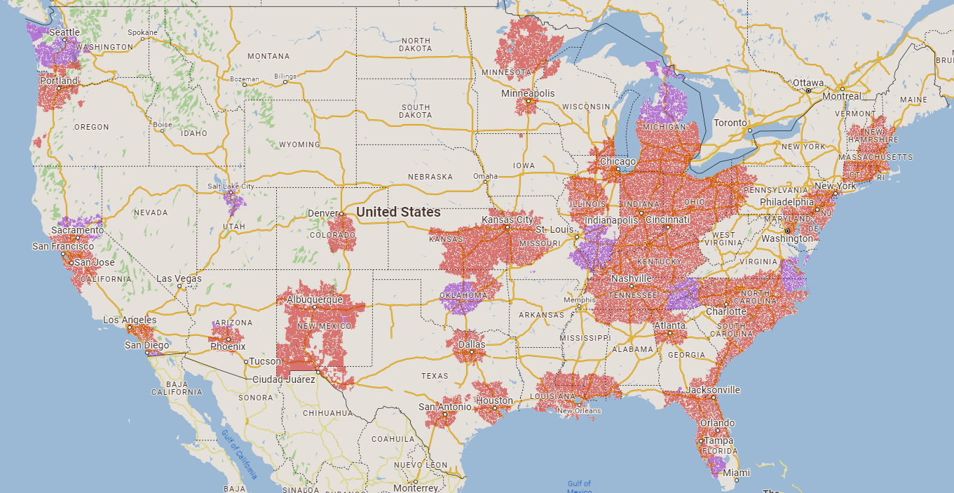 Map of Makeover HUD consultant coverage across the United States
