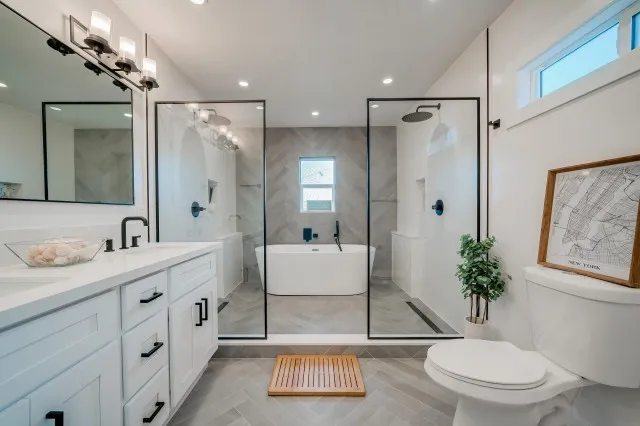 Completed bright bathroom renovation